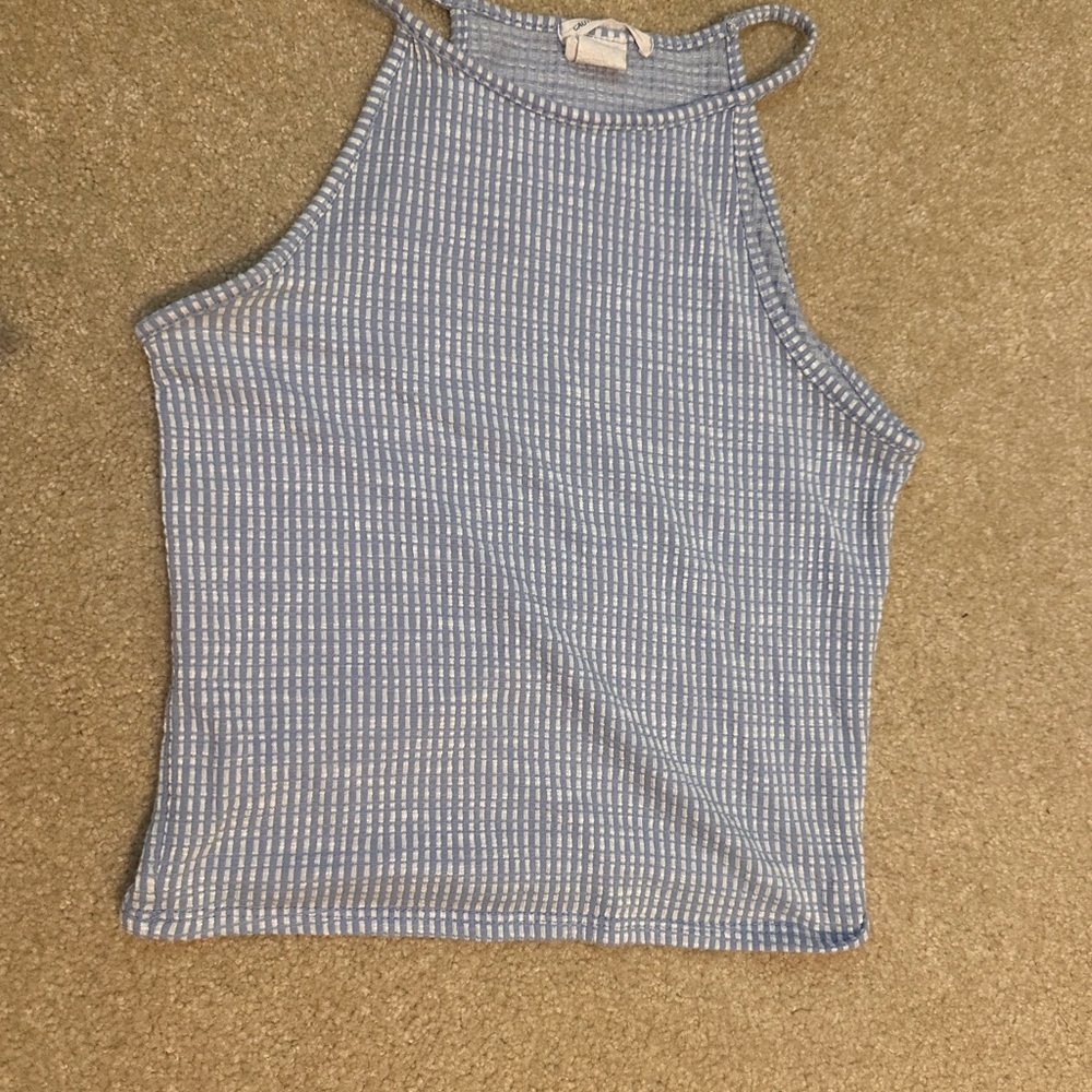 Caution to the wind women’s crop top blue and white striped